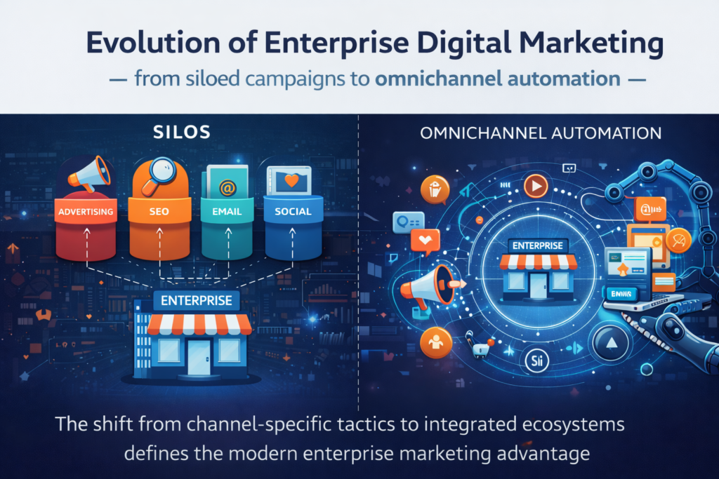 Evolution of enterprise digital marketing — from siloed campaigns to omnichannel automation