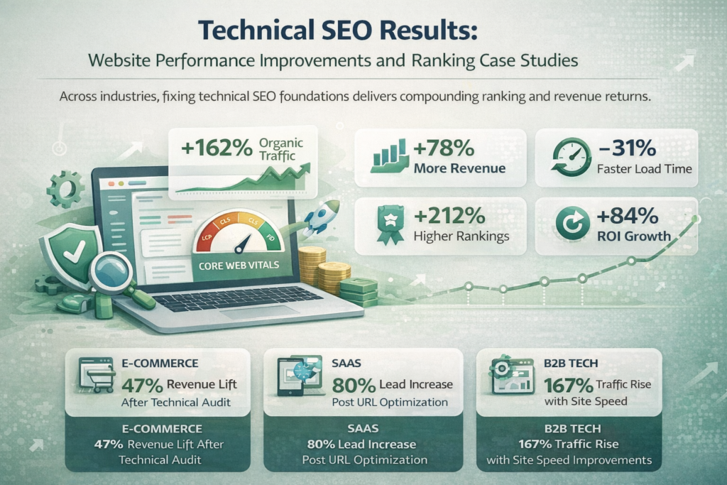 Technical SEO results — website performance improvements and ranking case studies
