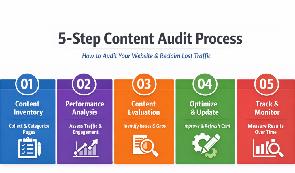 5-step content audit process for large-scale SEO — how to audit your website and reclaim lost traffic — Adclickr
