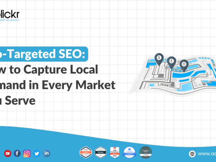 Geo-targeted SEO strategy map showing local demand capture across multiple markets