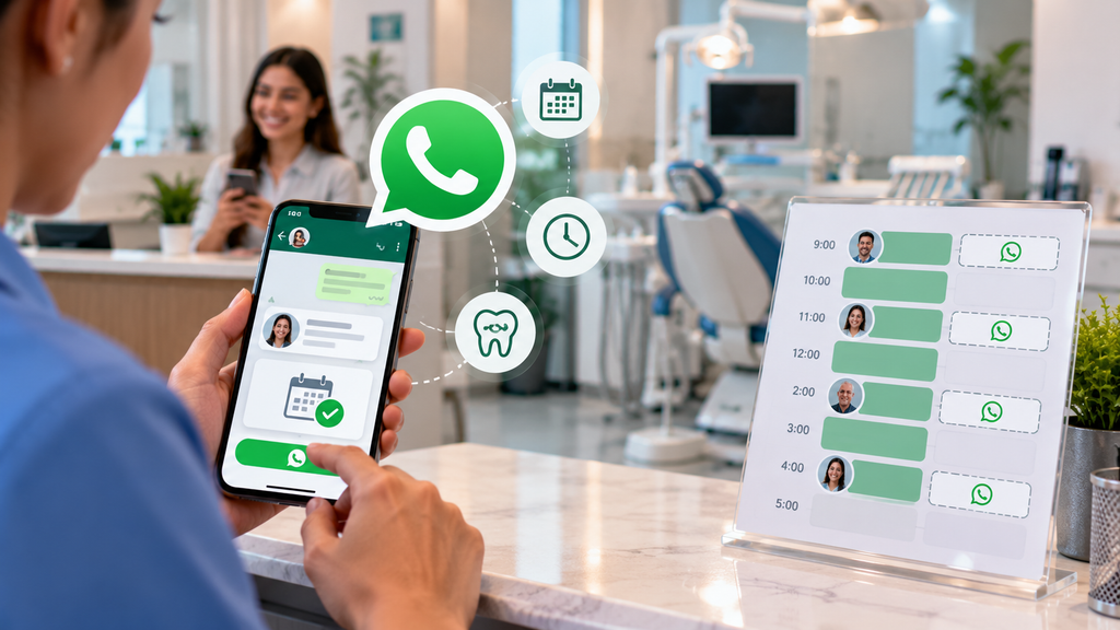 Dental clinic staff using WhatsApp appointment booking to fill available time slots and manage patient appointments.