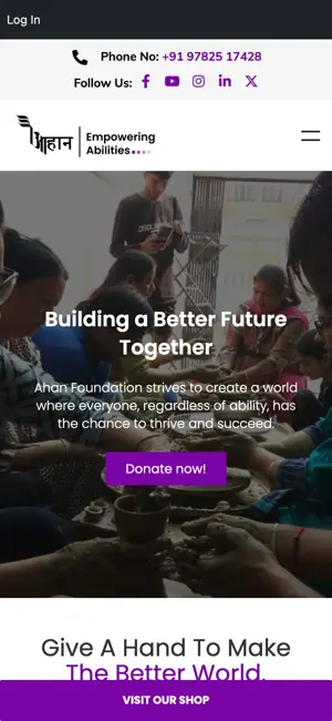Ahan Foundation website on mobile