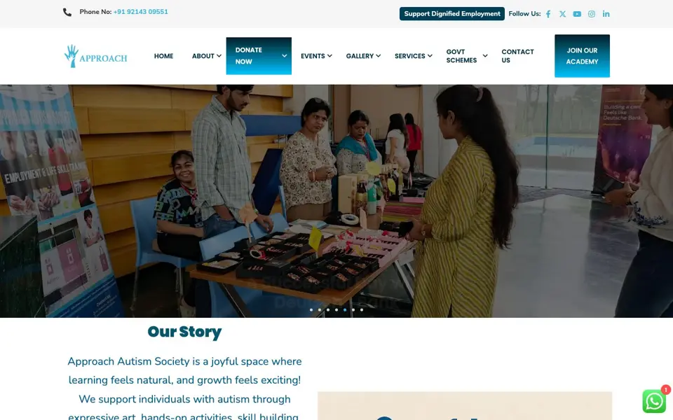Approach Autism Society website on desktop