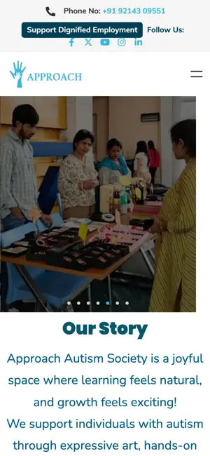 Approach Autism Society website on mobile