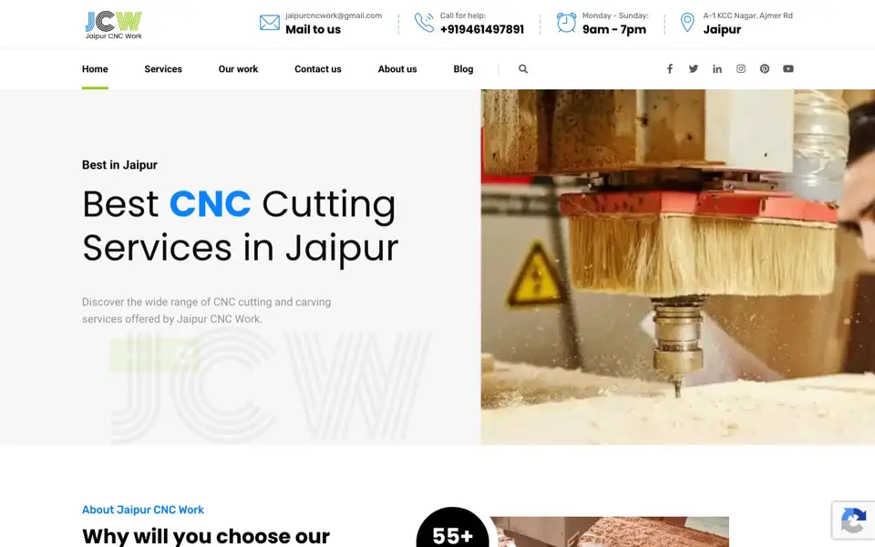 Jaipur CNC Work website on desktop
