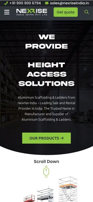 Nexrise India website on mobile